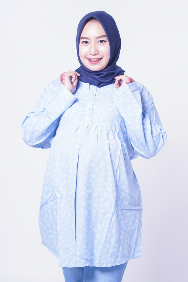 Mama Hamil Baju Atasan Ibu Hamil Kerja Muslim JUMBO Motif Sakura Pamela